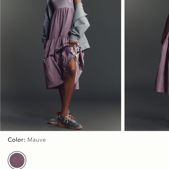 Anthropologie Daily Practice Brand Chic Lavender Midi Dress with Side Accents. - Picture 2 of 6